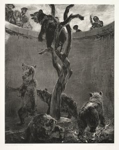 Essay on Stone with Brush and Scraper: The Bear Pit, 1851 by Adolph Menzel