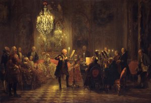 Flute Concert of King Frederick II in Sanssouci by Adolph Menzel