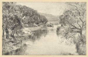 River Landscape with Avenue by Adolph Menzel