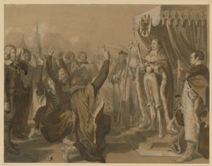 Friedrich Wilhelm Elector of Brandenburg Receives the Homage of the Prussian Estates in Königsberg on October 18, 1663. Design for the "Memoirs from the Brandenburg-Prussian History" by Adolph Menzel