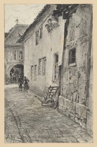 Street with View of a Round-Arched House Passage by Adolph Menzel