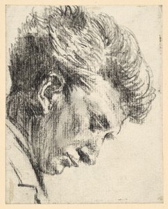 Profile of a Downward Looking Man by Adolph Menzel