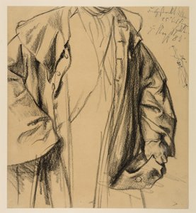 Heinrich von Kleist, The Broken Jug: Model Study of an Officer in a Coat, Head Not Depicted, Half-Figure with Hat in Left Hand and Cane in Right by Adolph Menzel