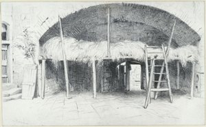 Hay Barn under an Arch of the Jungfernbastei in Dresden by Adolph Menzel