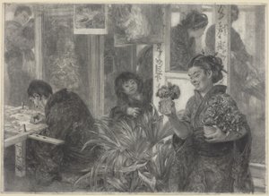 Japanese Artist at Work by Adolph Menzel