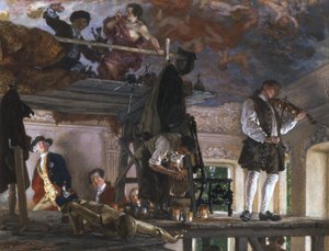 Crown Prince Friedrich Visits the Painter Pesne on the Scaffolding in Rheinsberg by Adolph Menzel