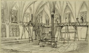 Painters on Scaffolding in the Summer Room of Marienburg by Adolph Menzel