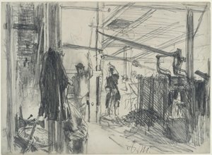 Machine Room in the Rolling Mill. Study for "The Iron Rolling Mill. Modern Cyclops" by Adolph Menzel