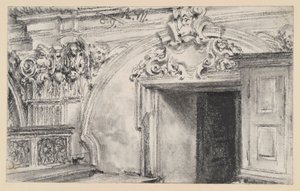 Upper Part of the Doorway of a Sacristy with Wooden Cabinet by Adolph Menzel