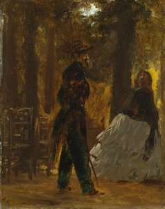Policeman and Lady in the Tuileries Garden by Adolph Menzel