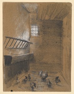 Stable with Chickens by Adolph Menzel