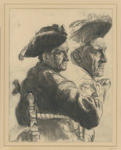 Study Sheet: Seated Officer from Behind, Head Study, Face Details by Adolph Menzel