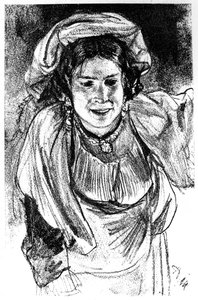 Study of an Italian Girl by Adolph Menzel
