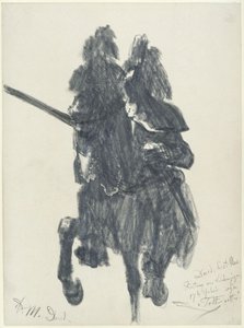 "Death Knight". Equestrian Figure with Tournament Armor from the End of the 16th Century and Lance in the Historical Museum in Dresden by Adolph Menzel