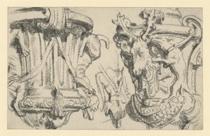 Two Vases on the Balustrade of the Terrace of Moritzburg Castle near Dresden by Adolph Menzel