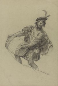 Landsknecht with Barrel in Arms by Adolph Tidemand