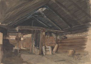 Smokehouse, Kvam Rectory, Vikøy by Adolph Tidemand