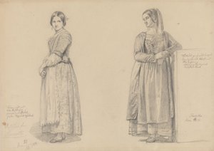 Two Standing Women by Adolph Tidemand