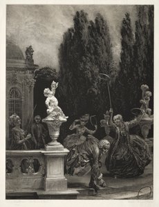 Essay on Stone with Brush and Scraper: Playing at Hoops on the Castle Terrace by Adolph Menzel