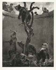 Essay on Stone with Brush and Scraper: The Bear Pit by Adolph Menzel