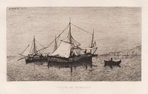 Fishing Boat Coastal Shipping Boat Italian Coast by Adolphe Appian