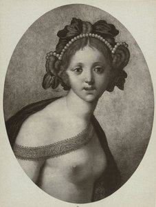 Photoreproduction of a Painting of a Female Figure, Possibly a Goddess