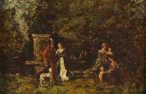 Elegant Figures in a Woodland Glade
