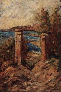Portal of Cassis, Landscape at the Seaside by Adolphe Joseph Thomas Monticelli