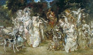 Reunion in a Park at the Time of the Valois by Adolphe Joseph Thomas Monticelli
