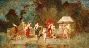 Scene in a Park II, c.1870 by Adolphe Joseph Thomas Monticelli