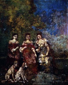 Three Women by Adolphe Joseph Thomas Monticelli