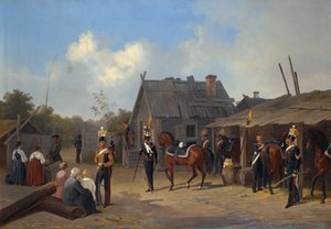 Soldiers Bivouacking in a Village by Adolphe Ladurner