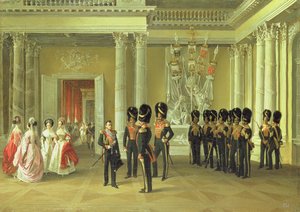 The Heraldic Hall in the Winter Palace, St Petersburg, 1838 by Adolphe Ladurner