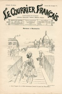 Cover of Le Courrier français, number 5, Satirical in B & W by Adolphe Leon Willette