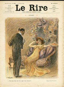 Illustration of Adolphe dit Willette for the Cover of Le Rire, 09/10/09 - Flirt - Love, Fashion, Internal architecture by Adolphe Leon Willette