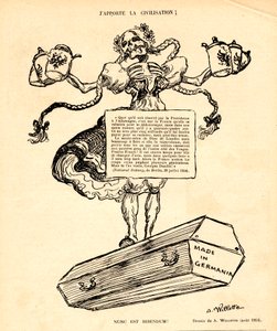 The Red Laughter, Satirical in B & W by Adolphe Leon Willette