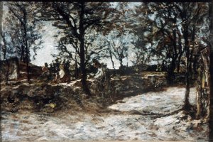 Landscape. Fontainebleau, 19th century by Adolphe Joseph Thomas Monticelli