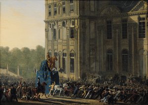 Transporting the Statue of Henri IV in Front of the Flora Pavilion of the Louvre by Adolphe Roehn