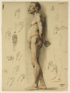 Life drawing of a bearded man by Adolphe Valette