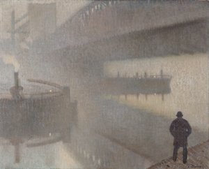 Under Windsor Bridge on the Irwell, Manchester by Adolphe Valette