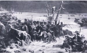 Marshal Ney supporting the rear guard during the retreat from Moscow, illustration from Landmarks in European History published by Gresham Publishing Co, c.1920 by Adolphe Yvon