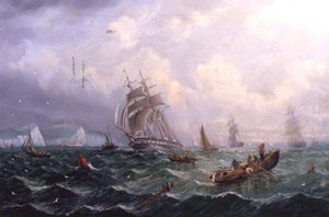 Shipping in Choppy Seas of Scarborough by Adolphus Knell