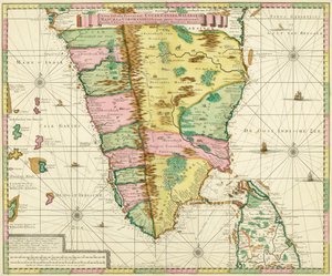 Map of Southern India and Ceylon, after Adriaan Reland by Adriaan Reland