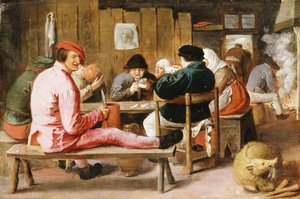Boors Smoking and Drinking at a Table in a Tavern, c.1625