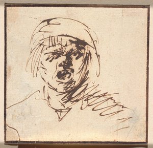 Head of a Shouting Boy by Adriaen Brouwer