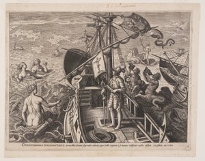 Christopher Columbus on His Ship, from The Discovery of America by Adriaen Collaert