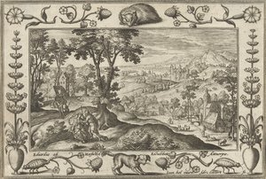 Judah and Tamar (series title: Landscapes with Biblical, Mythological Scenes, and Hunting Scenes)