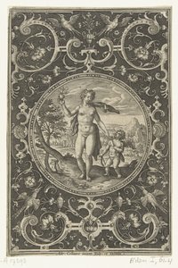 Medallion with Venus Holding the Apple of Paris and Cupid by Her Side by Adriaen Collaert