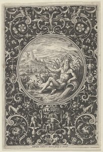 Neptune in a Decorative Frame with Grotesques, from the Judgment of Paris, c1580-1600 by Adriaen Collaert