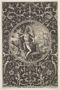 Paris in a Decorative Frame with Grotesques by Adriaen Collaert